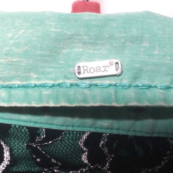 Roar Western Shirt Womens Sz L Slim Embroidered Rhinestones Cowgirl green black - Picture 7 of 12